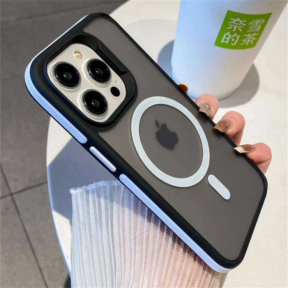 Matte Translucent Armor Shockproof Case For For Iphone 16 1 14 Plus 13 12 11 Pro Max Magnetic Wireless Charge Cover