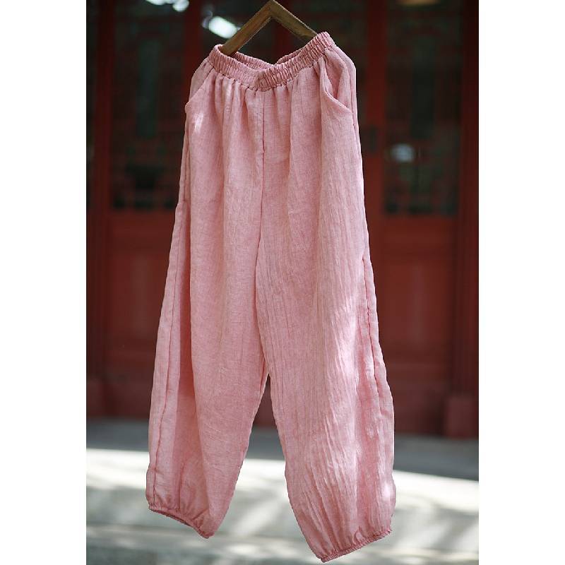 Cotton Linen Loose Fit Pants For Women Summer Boho Style Casual Trousers