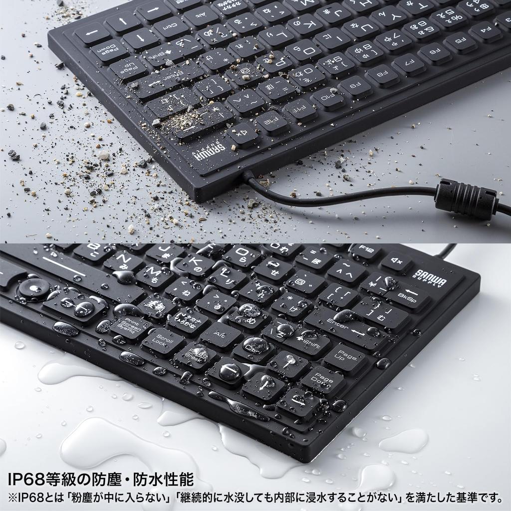 SANWA SUPPLY Водонепроницаемая и пыленепроницаемая клавиатура со встроенным магнитом SKB-BS8BK
