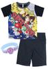 Kaitak Family Super Mario Illuminating Pajamas with Short and Sizes and 130cm Kids' Rings, Sleeves, Shorts, Summer, 110cm, 120cm, (120cm, Black)
