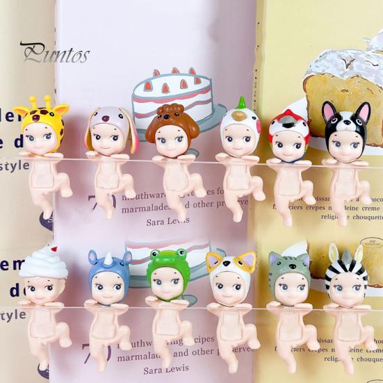 12 шт., держащая подбородок ангела, кукла, фрукт, головной убор, животное, фигурка ангела, ПВХ, мультяшная фигурка ангела, книжная полка, настольное украшение, орнамент