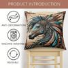 Vikama Decorative Pillowcase Horse Head Close-Up Blue Feathers Design Bed Home Decor Cushion Cover