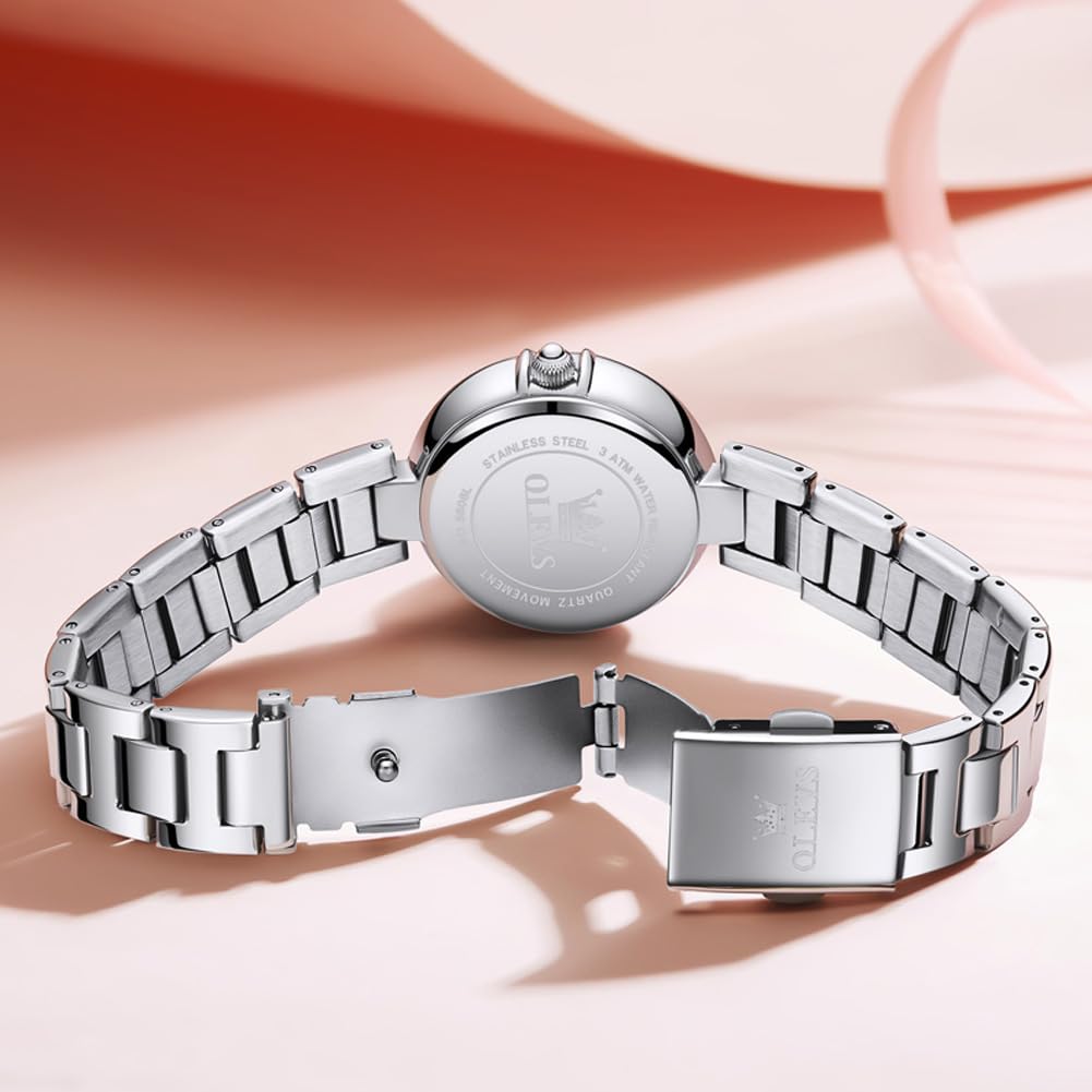 Часы OLEVS, кварцевые, милые, легкие, из нержавеющей стали, водонепроницаемые, светящиеся, настоящие, женские, синие, женские