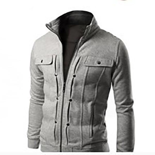 Мужская толстовка с несколькими пуговицами, декоративные толстовки, мужские толстовки с воротником-стойкой на молнии, белая, серая, черная одежда