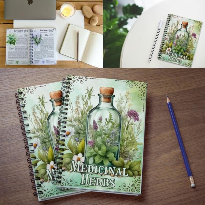 Травяной журнал Блокнот на двойной проволоке Журнал для изучения лекарственных трав Бумажный блокнот Журнал для изучения лекарственных растений
