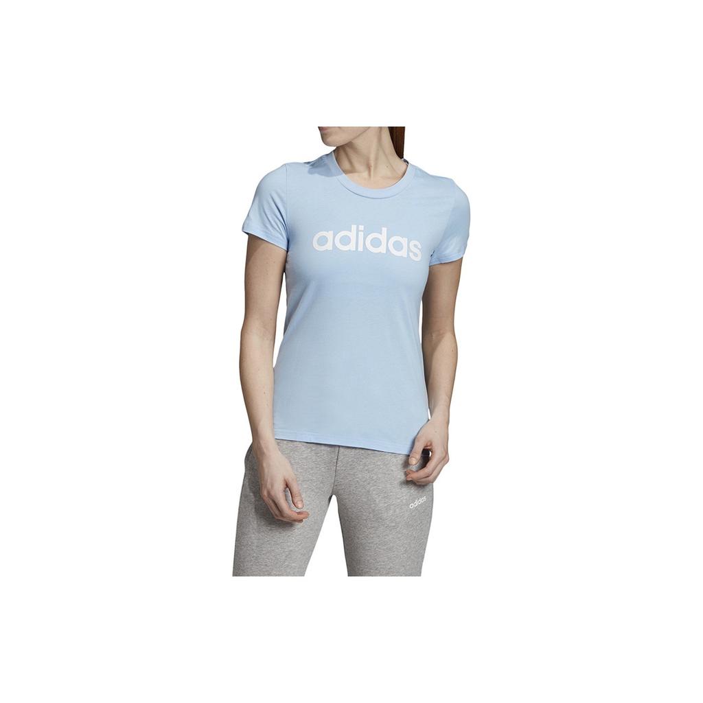 adidas Спортивный стиль футболка с коротким рукавом женские топы светло-голубой EI0695