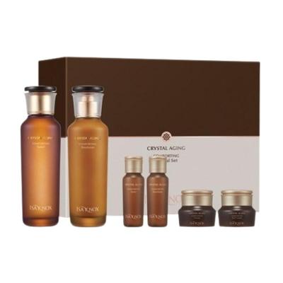 [K-Beauty] Набор средств по уходу за кожей ISA KNOX Crystal Aging Comforting 2-Step Skincare Set – корейский бонусный тонер и эмульсия против старения + пробный набор крема и крема для глаз (Подарок)