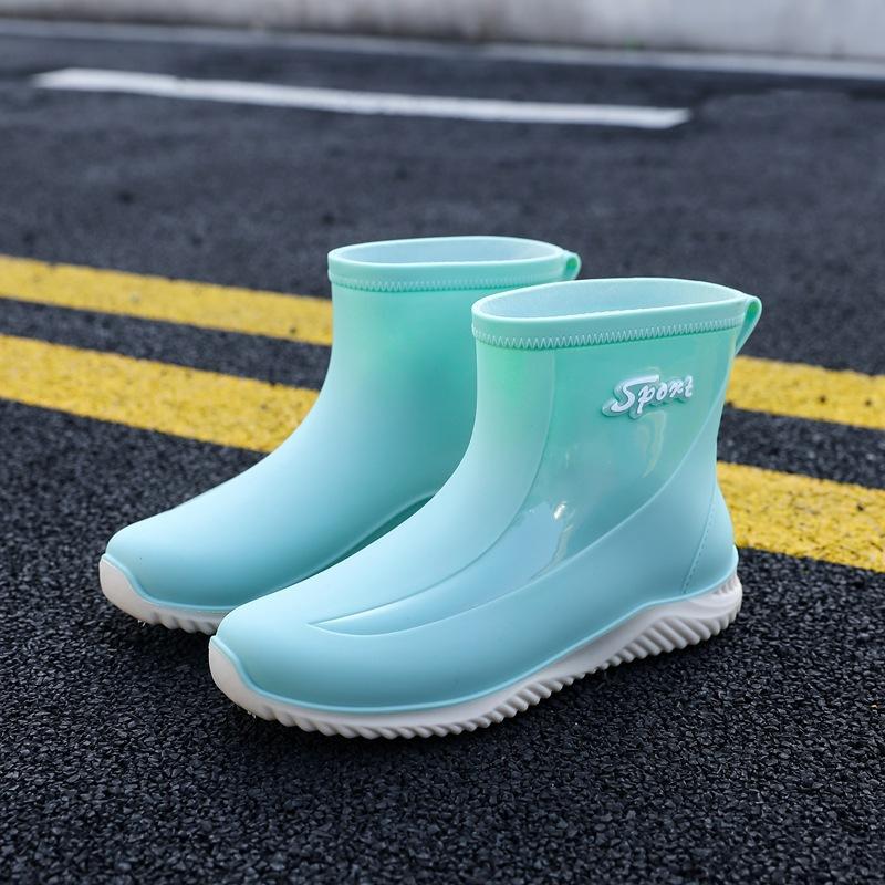 Модные резиновые сапоги для женщин, летние низкие короткие резиновые сапоги, бахилы для мойки автомобиля, резиновая обувь, весенние и осенние водонепроницаемые туфли Tide