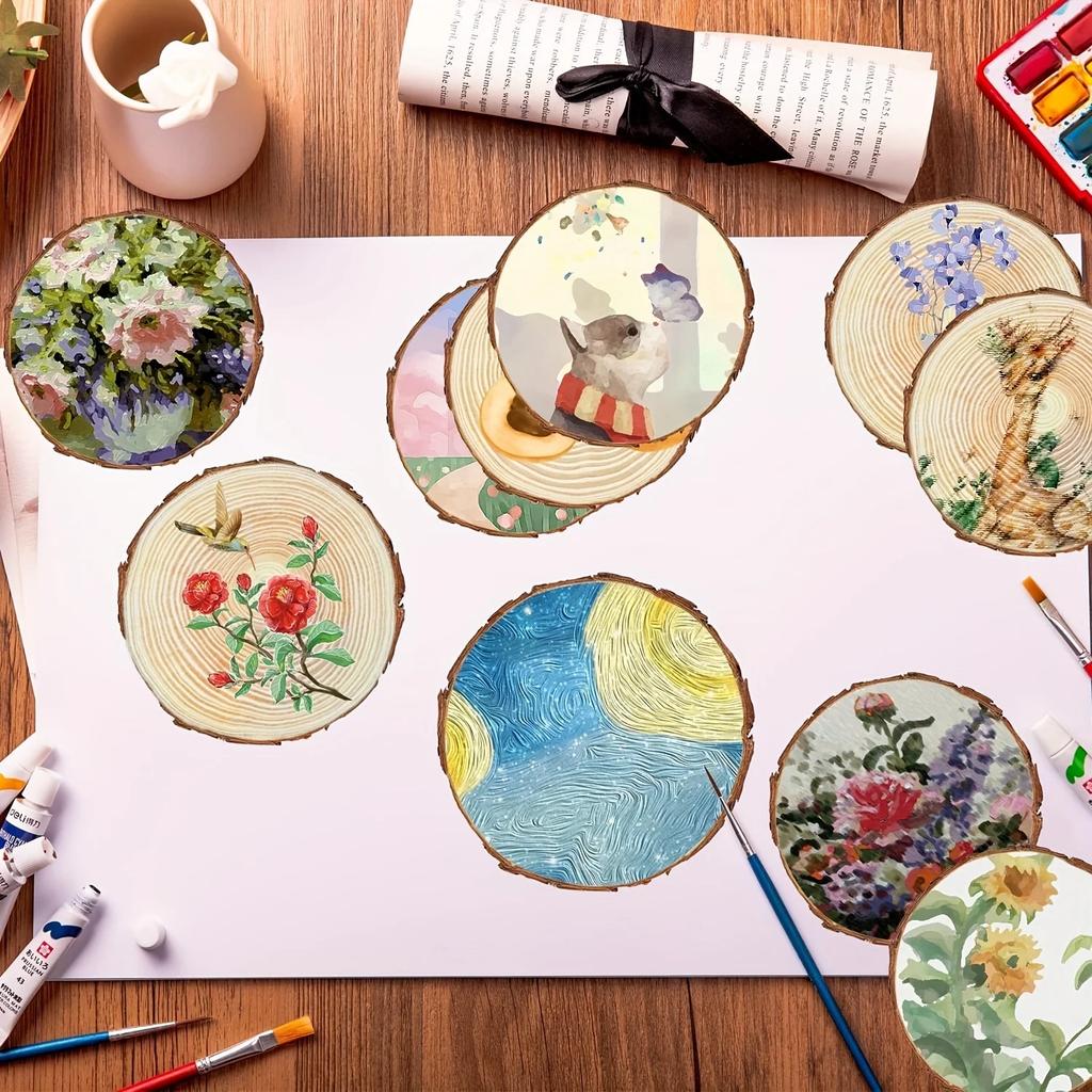 10 шт. Необработанные сосновые спилы для центральных элементов 5,1-5,5 дюйма круглые деревянные диски с корой дерева печенье круги