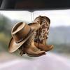 Acrylic Car Stylish Charm Fun Cowboy Boot And Hat Flat Decoration For Vehicles