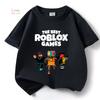 Детская футболка Roblox Мальчики Игры Спорт Хлопковая футболка Ребенок Мультяшная Короткий рукав Повседневная Уличная Одежда Харадзюку