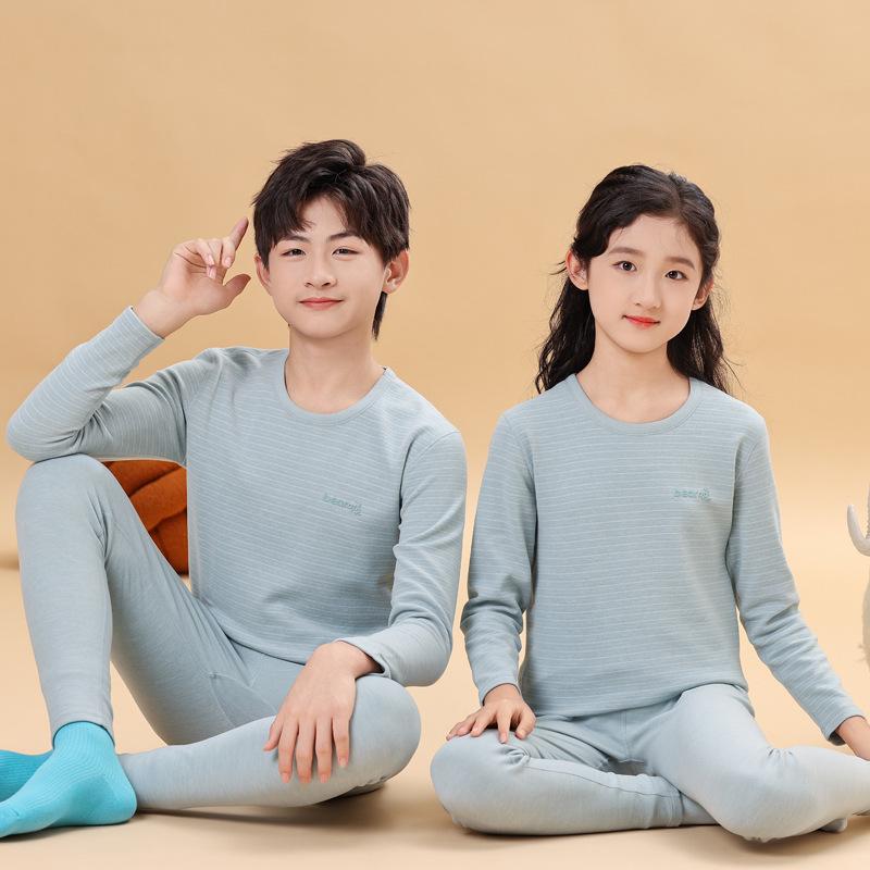 "Children’s Warm Plush Autumn Pajama and Thermal Underwear Set for Students and Teens"