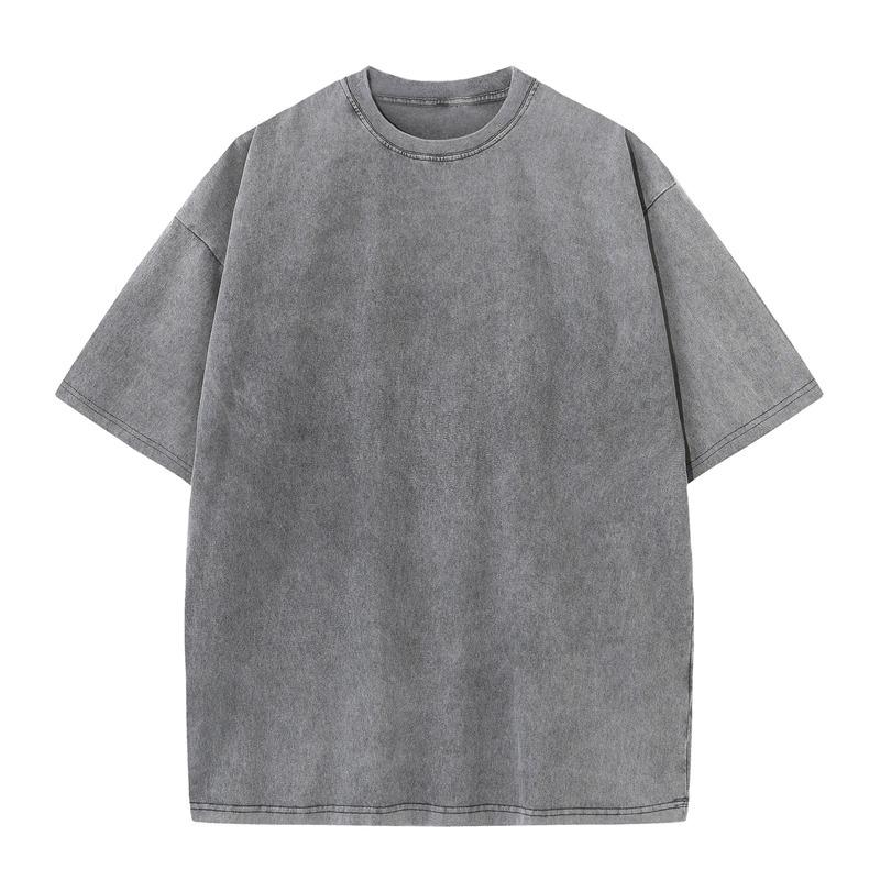 Men's Summer T-shirt 230G Heavy Cotton Vintage Washed T-Shirts Oversized Short Sleeve Loose Streetwear Short Sleeve Tops Tee