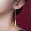 Plated Vietnam Sand Gold Cross Long Tassel Line Temperament Welfare Fashion Popular Ear Buckle Jewelry Earrings Small Fresh