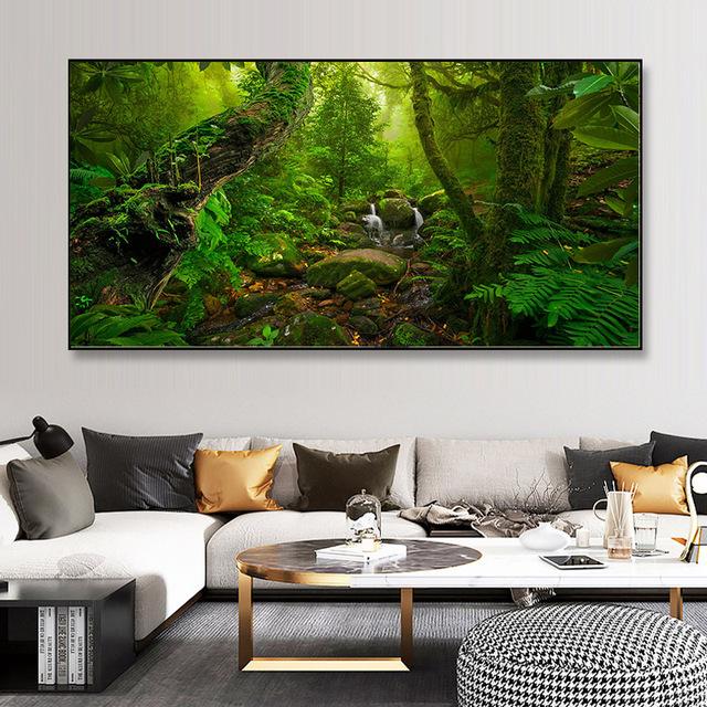 Холст с изображением восхода леса, современные постеры с природными пейзажами и принтами, настенные художественные картины для гостиной, домашний декор, без рамки