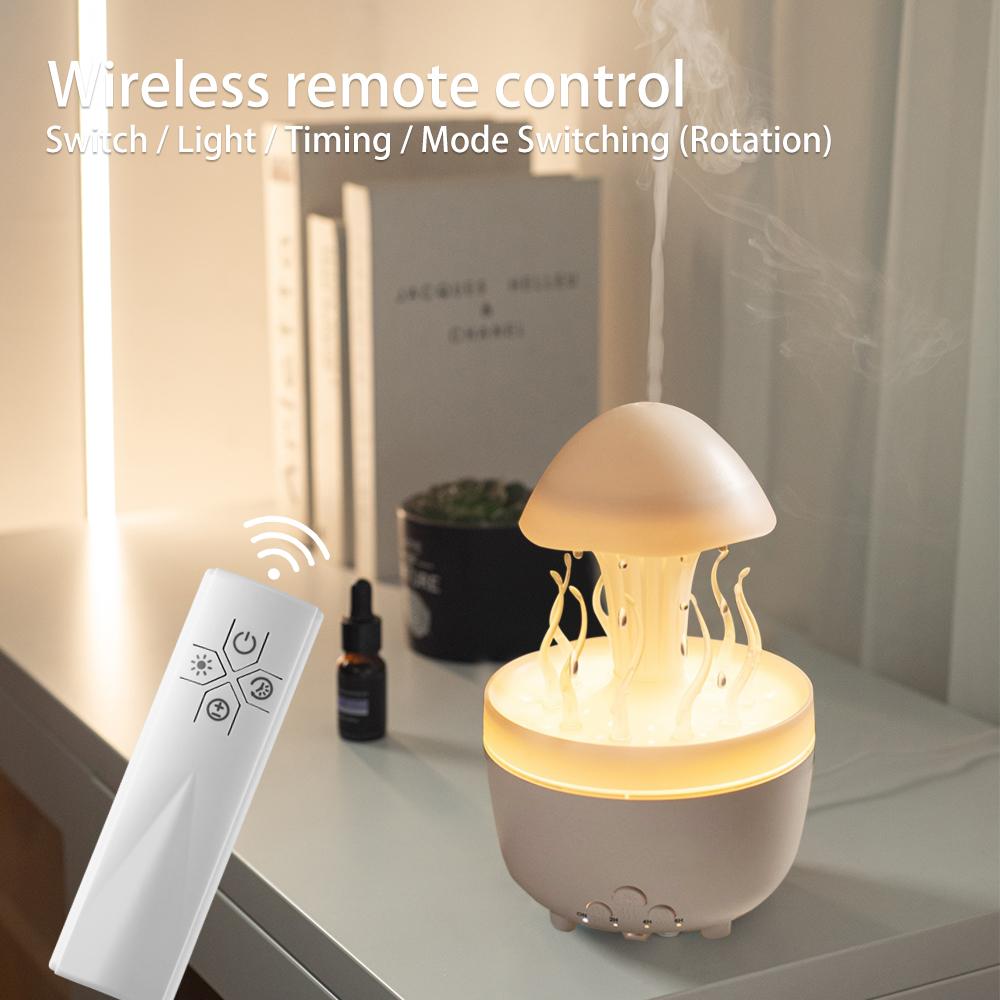 Новый вращающийся увлажнитель воздуха в форме медузы с резервуаром для воды 300 мл, бесшумный домашний диффузор аромата эфирного масла, цветные градиентные ночные огни