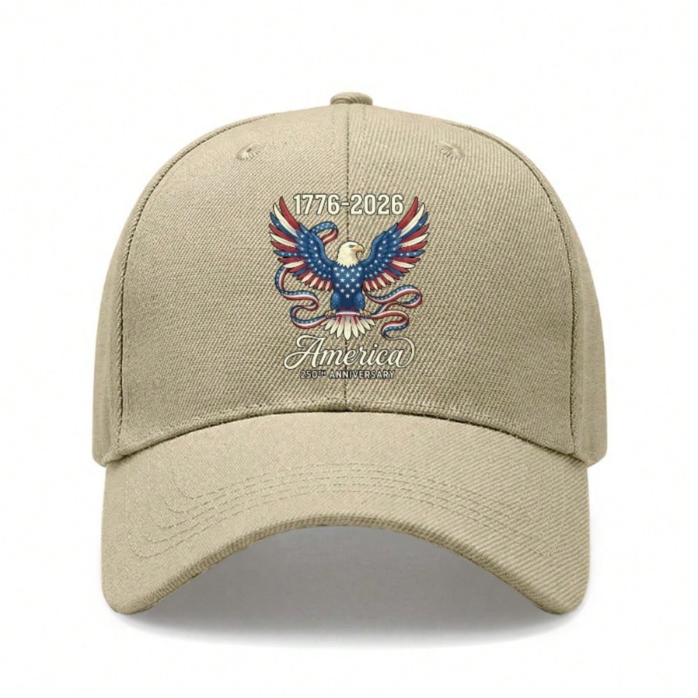 [Patriotic Baseball Cap] 250Th Anniversary Eagle Print Polyester Adjustable Unisex Breathable Lightweight Sun Protection Curved Brim Outdoor Sports