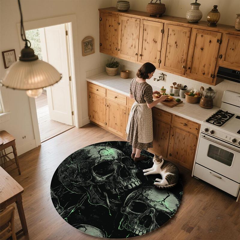 Pile of Skulls,Round Area Rug,Carpet Rug for Living Room Bedroom Sofa Playroom Decor,Non-slip Floor Mat