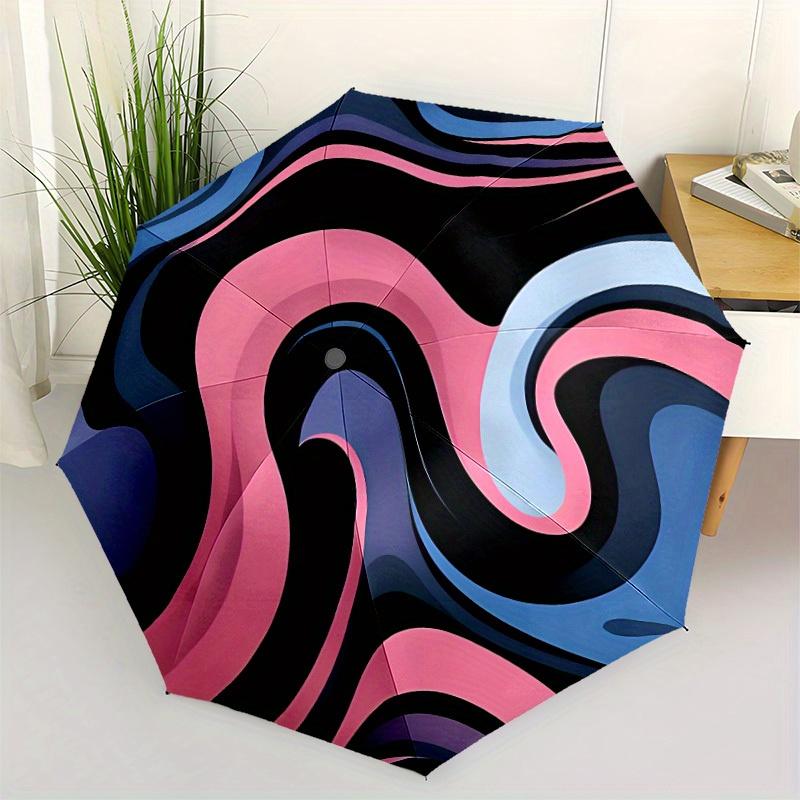 1pc Abstract Swirls Automatic Open/close Folding Umbrella, Compact Portable Travel Umbrella,Cute Umbrella, Durable Construction yy250804051