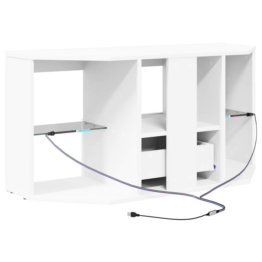 Corner LED TV Cabinet White 100 x 40 x 50 cm Particleboard