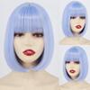 LISI HAIR Women Light Gray Hair with Bangs Synthetic Fiber Wig Cosplay Straight Bob Wig Shoulder Length Straight Bob Halloween Wig