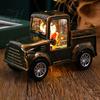 Winter Theme Decoration Retro Christmas Pickup Truck Night Light with Snow Lantern, Battery Cafe Restaurant Ornament Operated Decorative LED Lamp for