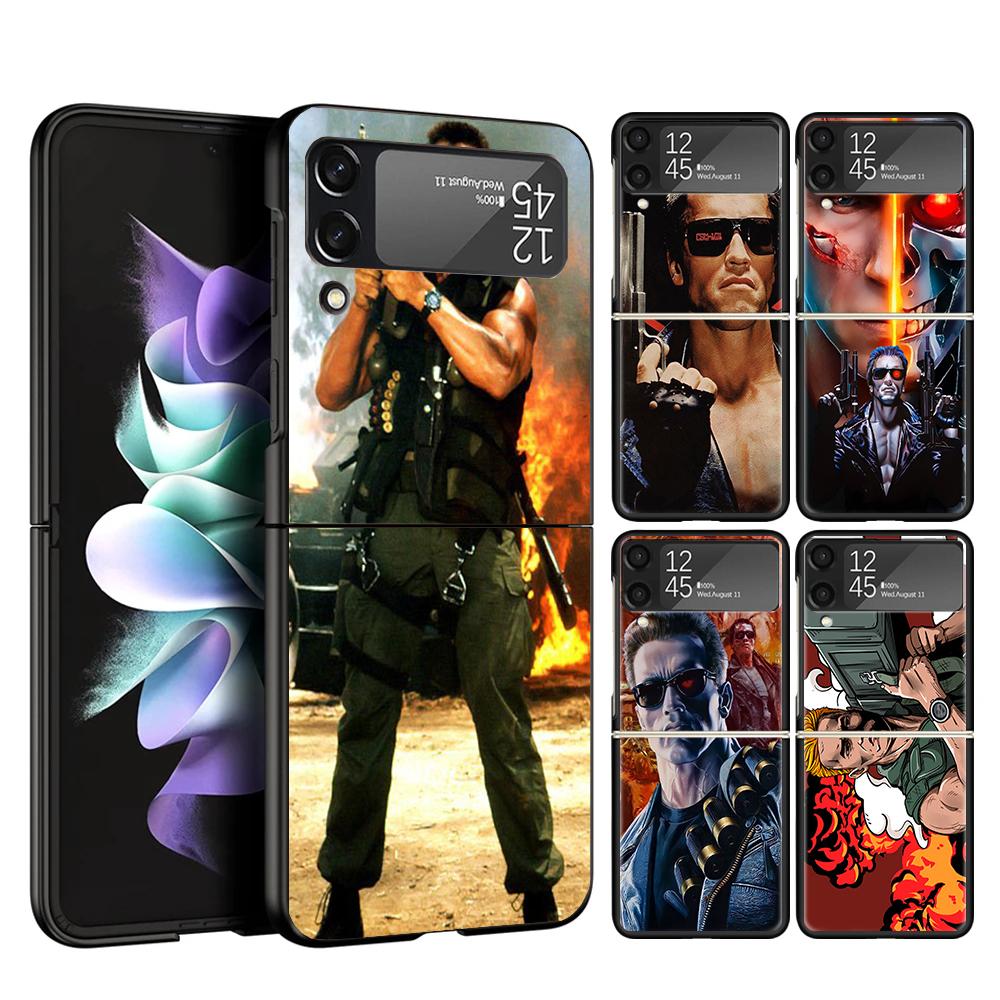 Арнольд Шварценеггер Терминатор Чехол для телефона Samsung Galaxy Z Flip 7 6 5 4 3 5G Flip7 Flip6 Flip5 Flip4 Flip3 Черный Забавный