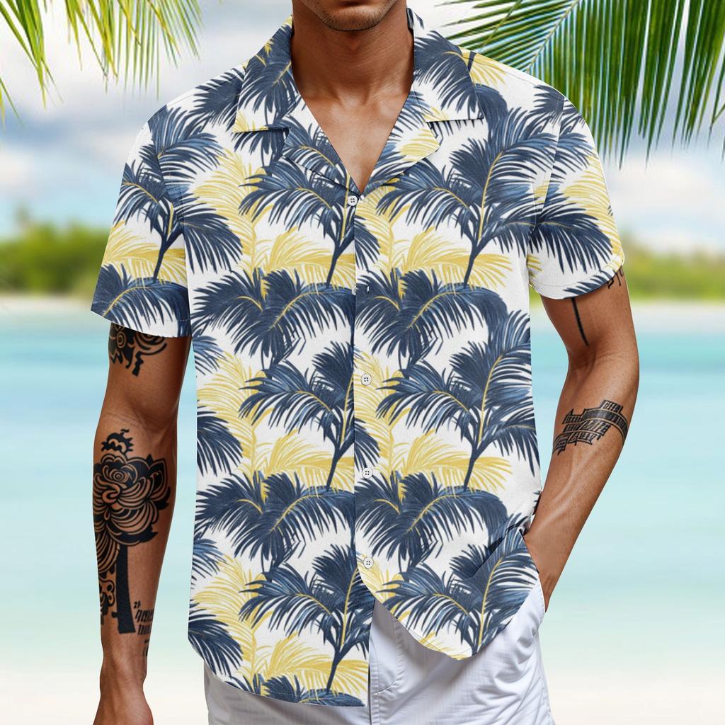 Мужская повседневная свободная рубашка с короткими рукавами, модная рубашка с принтом, топ