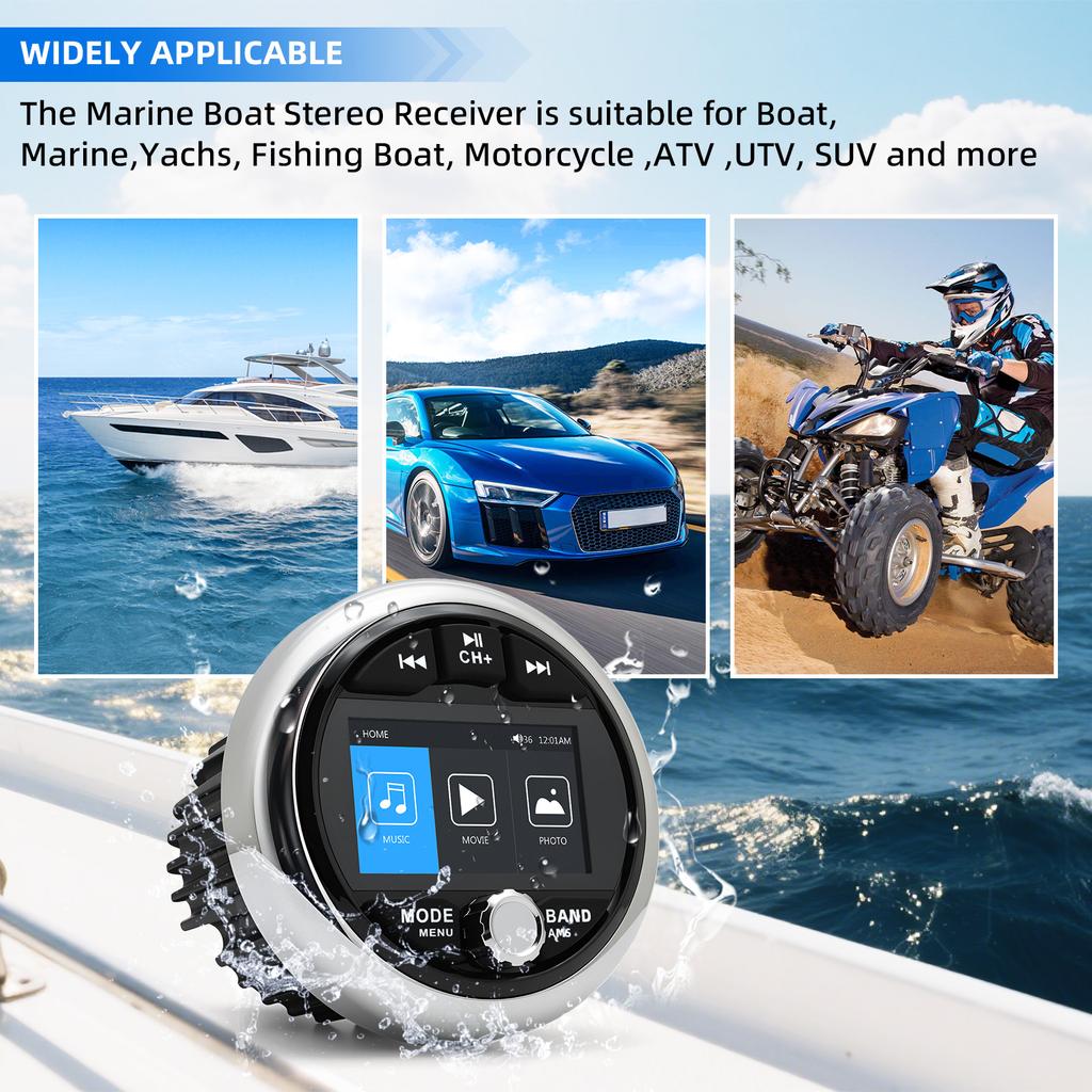 N MP5 Marine Stereo Waterproof IPX5 Boat Radio Media Player Bluetooth-compatible FM AM RDS Audio For Yacht Boat ATV UTV