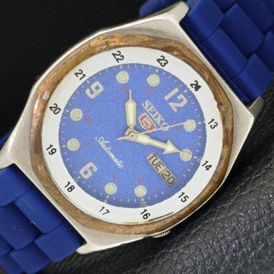 Б/У винтажные мужские часы SEIKO 5 AUTOMATIC 7009A из Японии с синим циферблатом a433638-2