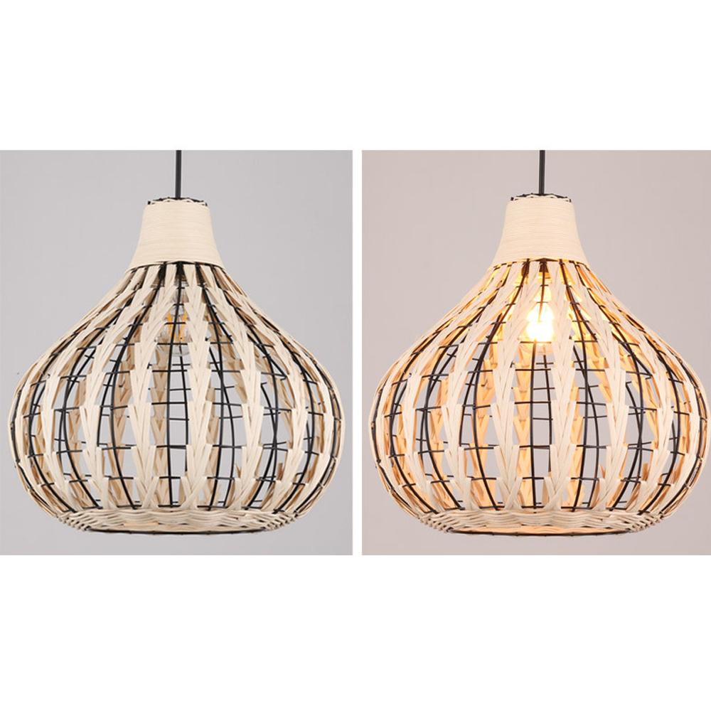 JOYINLED Bamboo Chandelier Handwoven Rattan Pendant Light Wicker Lamp Shade Ceiling Light Fixture Weave Hanging Light 35CM
