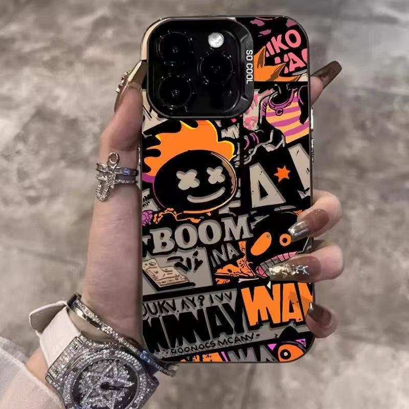 Graffiti Streetwear Cartoon Phone Case for iPhone 17 Air 16 15 14 11 Pro 13 12 XR 8 7 Matte Laser Bumper Shockproof Hard Cover
