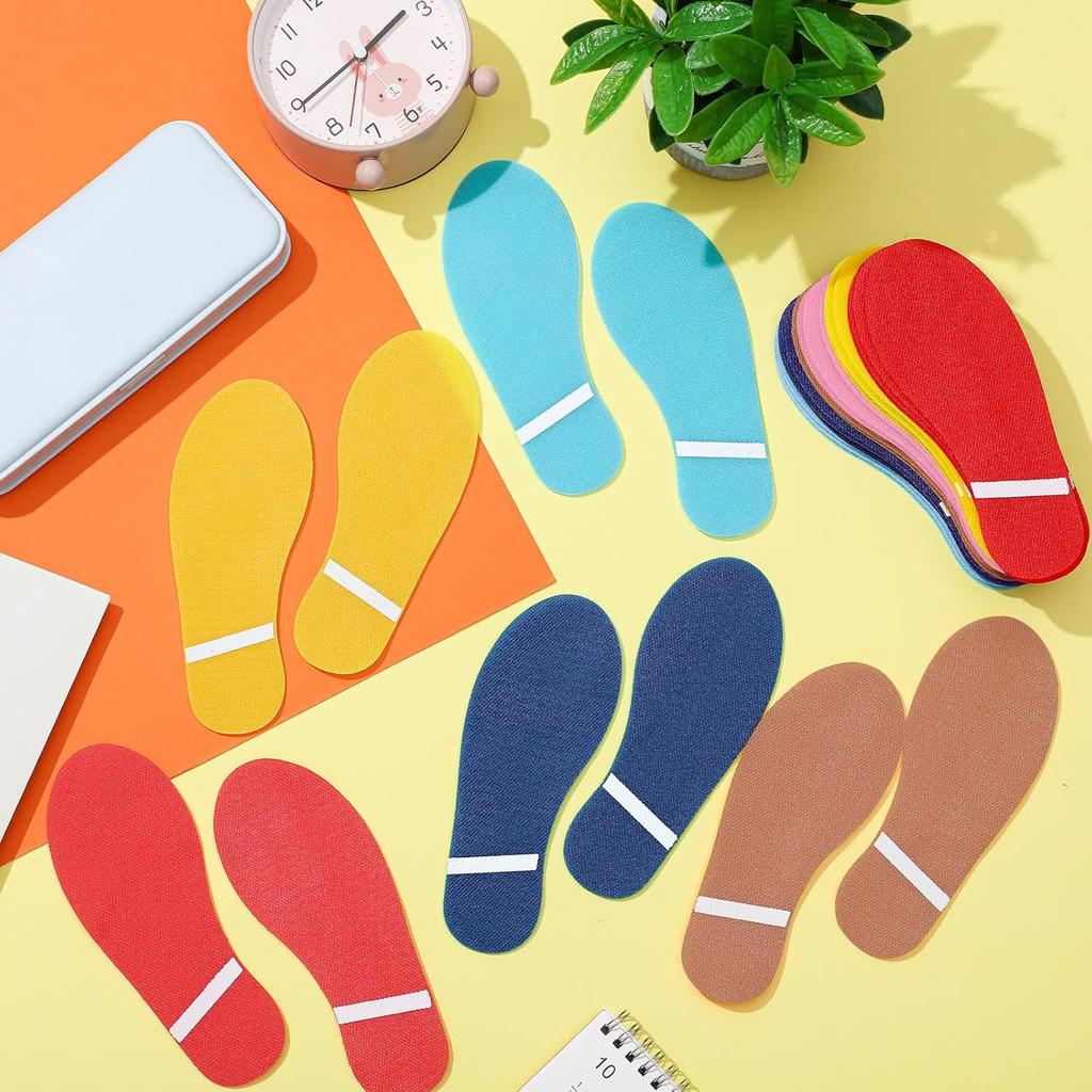 Outus 48 Pieces Feet Carpet Markers, Carpet Markers, Rug Position Spots for Classroom Decoration, Teacher Supplies(Groovy)