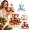2D Flat Goat Hanging Ornament Set Shining Animal Hanging Decoration  Holiday Party Decor