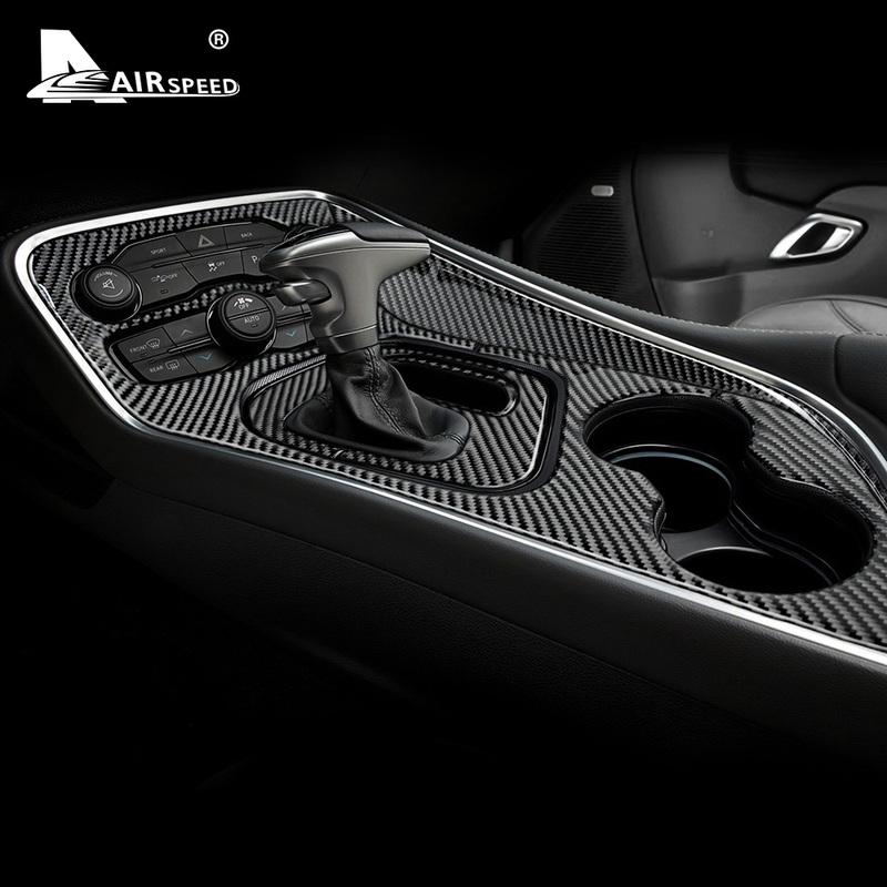 Real Soft Carbon Fiber Sticker for Dodge Challenger 2015 2016 2017 2018 Interior Car Gear Shift Panel