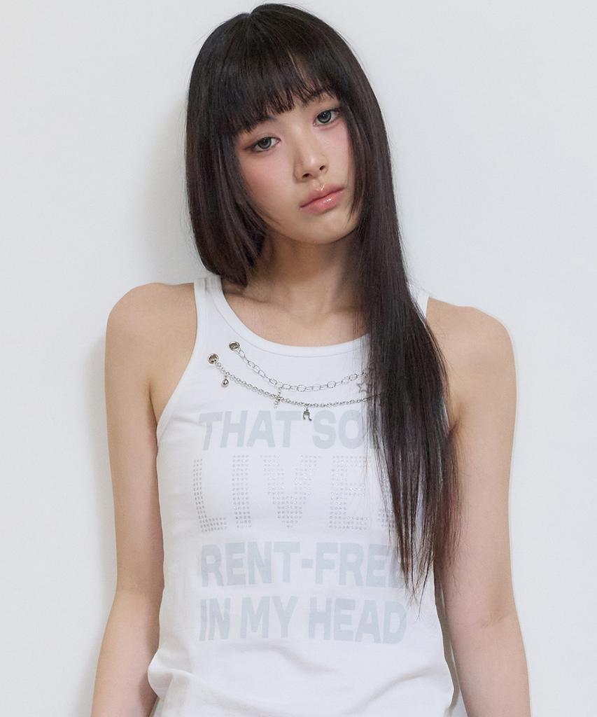 LUVISTRUE Sy Necklace Song Sleeveless Tee(White)
