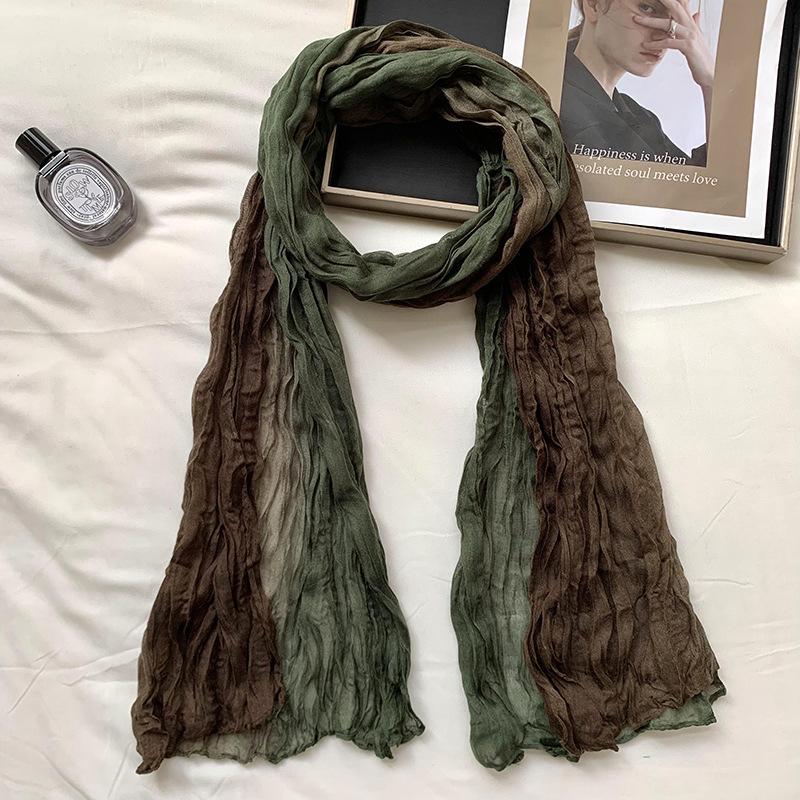 2Packs Women Hemp Shawl Wrap Long Head Neck Scarf,Linen Scarf Textur Scarf Hemp Shawl Windproof,warm,stylish Color-blocked Scarf