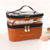 Double Layered Handheld Makeup Bag  Portable Solid Color Transparent Wash Bag  Waterproof Large Capacity Storage Bag