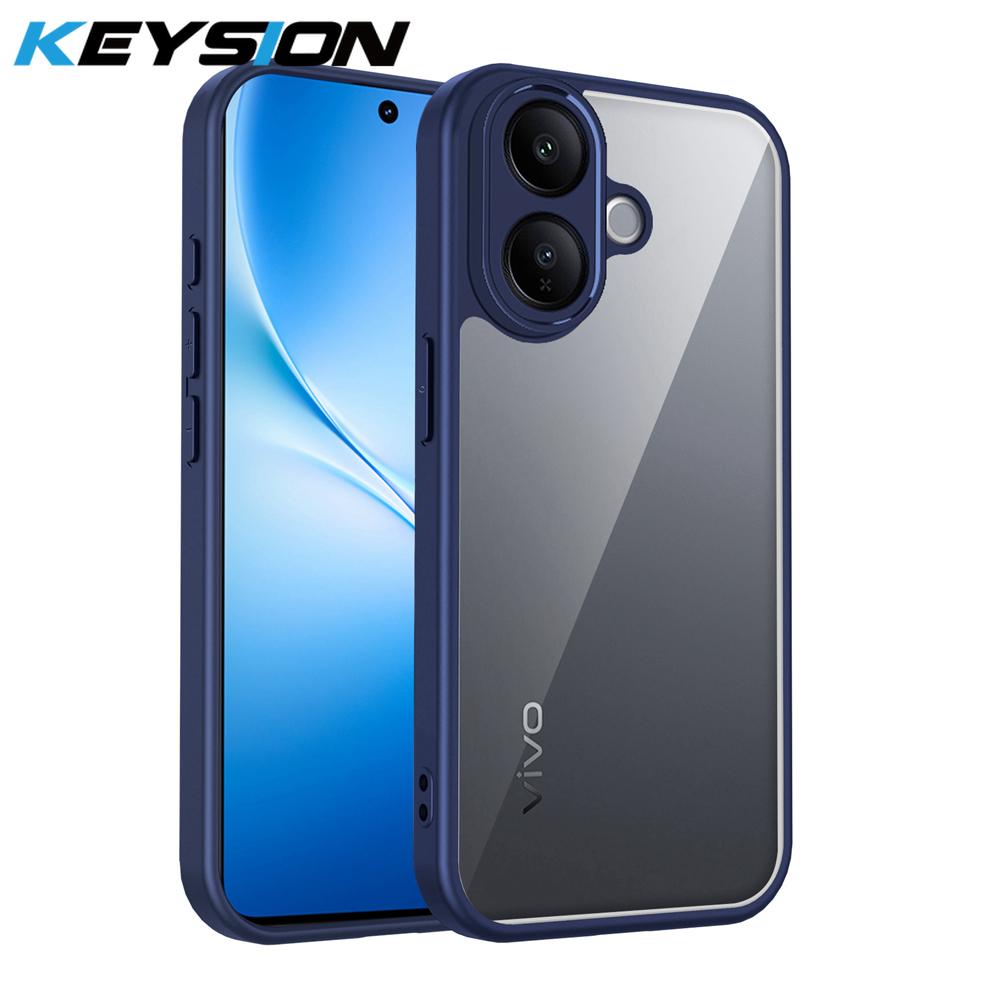KEYSION Прозрачный чехол для телефона VIVO V60 Lite 5G, мягкий силикон + поликарбонат, противоударный чехол для телефона IQOO Z10R