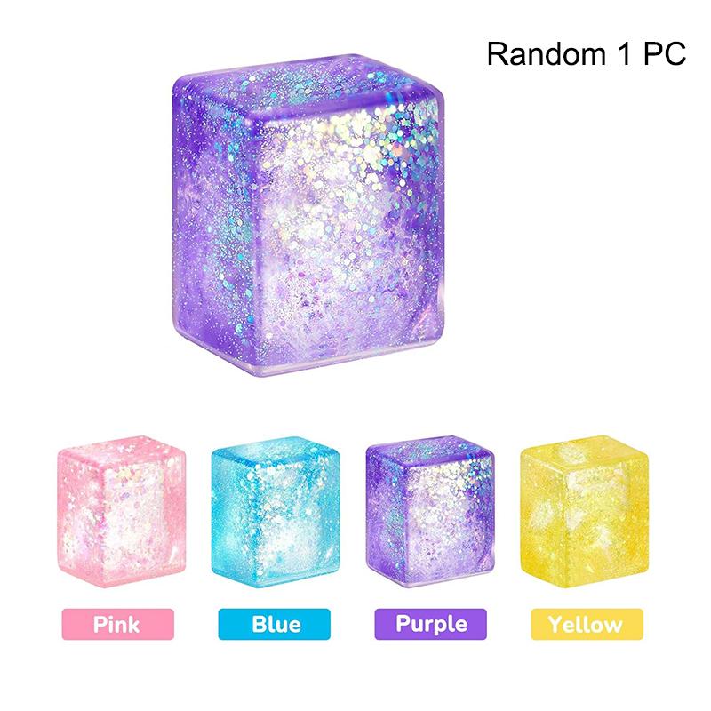 1PC Squishy Colored Ice Cube Fidget Toy for Stress Relief Funny Squeezable Slow Rising Stress Reducer for Kids And Adults