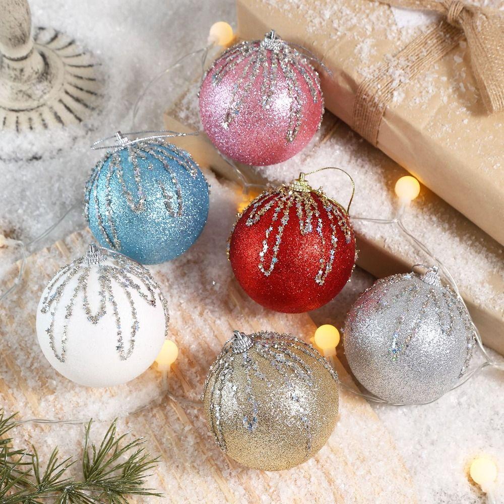 3 pcs/set Glitter Christmas Decoration Balls Multi-Color Xmas Tree Ornaments Party Decor