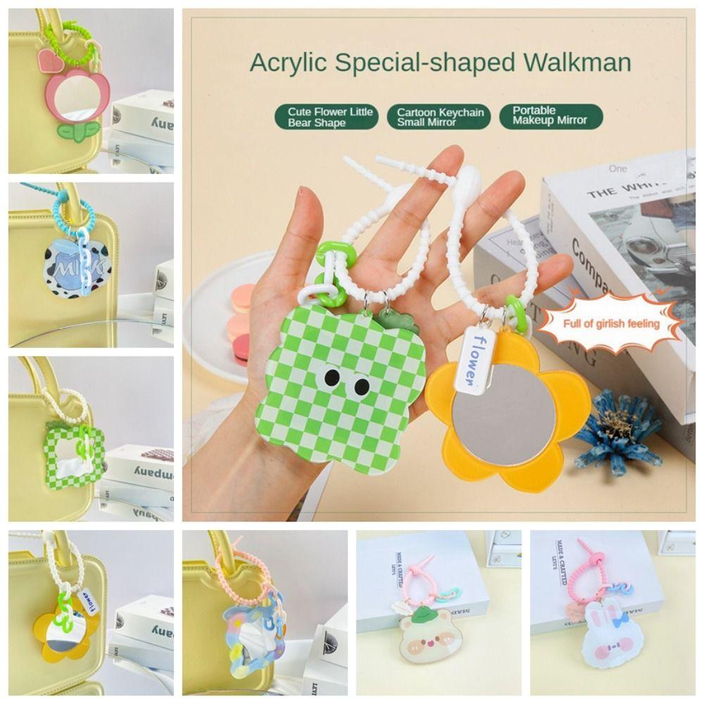 Тюльпан Цветок Портативное Зеркальце для Макияжа Брелок Маленький Мишка Маленький Мишка Косметика Брелок Украшение