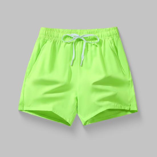 Мужские летние шорты с эластичной талией, регулируемые спортивные шорты на шнурке с карманами, однотонные широкие шорты