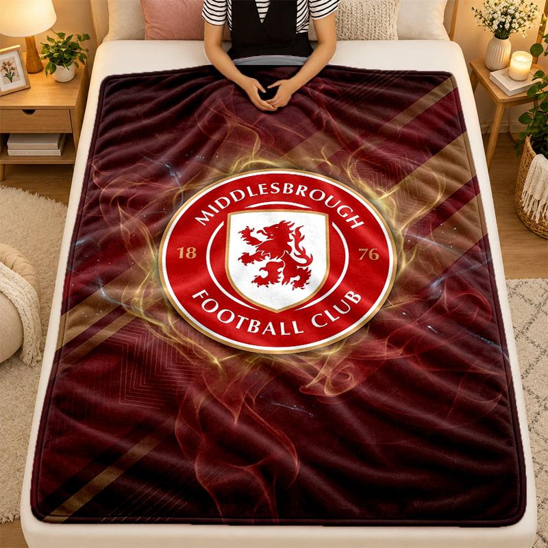 Flannel BlanketMiddlesbrough Warm Soft Throw Blanket for Indoor Sofa Bed Living Room Use