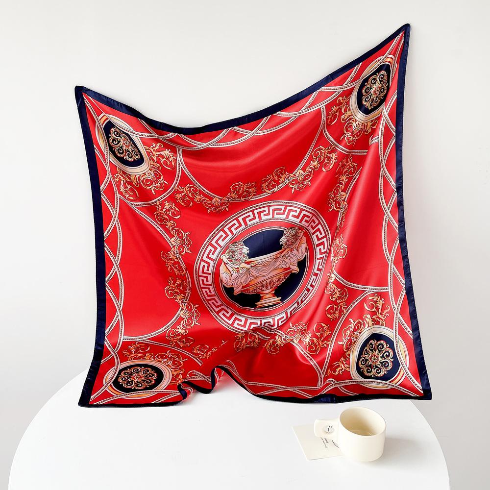 Satin Square Scarf 90cm Gift Silk Scarf Women'S Scarf Shawl Professional Elegant Scarf Sunscreen Scarf Shawl