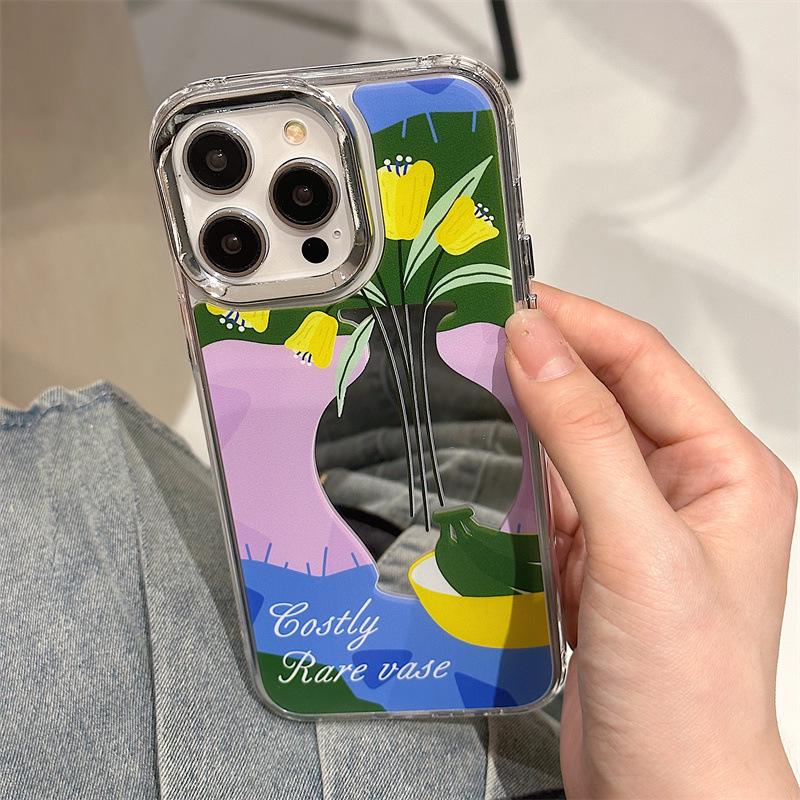 Чехол Zhitai Three-in-One Mirror для iPhone 16 Pro, Apple 15 и 14 Pro Max — прозрачный и креативный дизайн