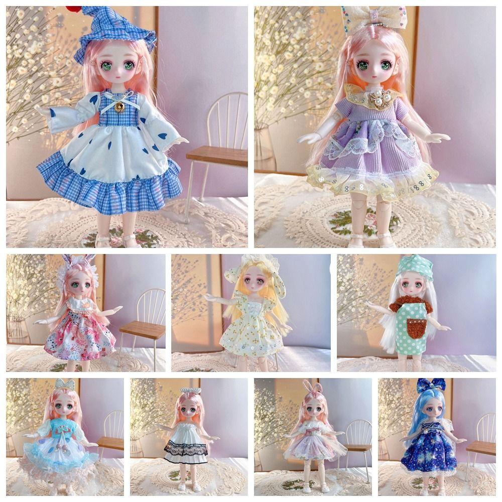 Кукла BJD 23 см и одежда, 3D-симуляция глаз, мультяшное лицо, множество подвижных суставов, кукла-девочка, игрушка для самостоятельного наряда, подарок на день рождения
