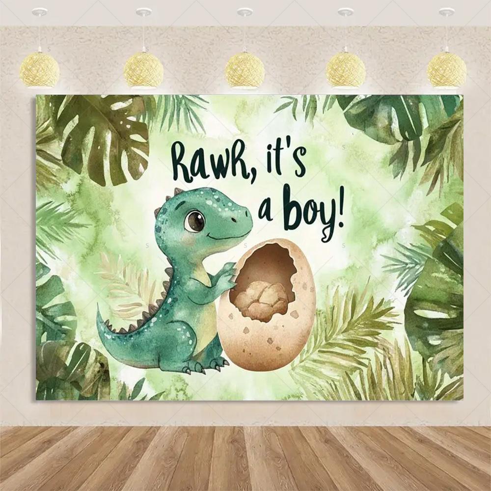 Cartoon Dinosaur Kid Birthday Party Decoration Jungle Animal Background Banner Jurassic World Woodland Backdrop For Baby Shower