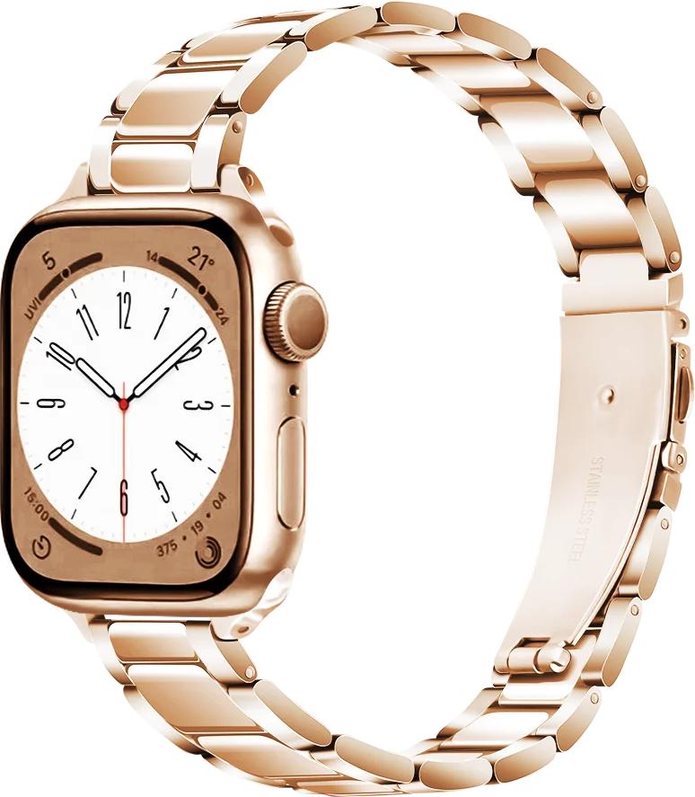 Тонкий металлический ремешок для Apple Watch 10 9 8 7 41 мм 45 мм 42 мм 46 мм Женский браслет из нержавеющей стали iWatch Ultra 49 мм 6 5 4 3 SE2 Ремешок
