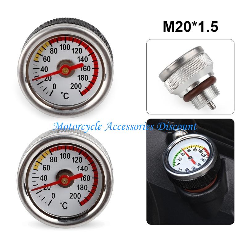 H7JD Motorbike Oil Temperature Gauge M20x1.5 Engine Valves Cover Oil Filler Caps
